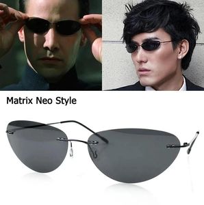 Sunglasses Fashion Cool The Matrix Neo Style Rimless Polarized Women Men 2024 Ultralight Driving Shades Y2k Steampun Oculos Miouq