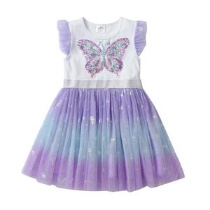 Mädchenkleider Kleidung Sets Vikita Girls Sommerkleid Schmetterling Pailletten Kinderblitzhärme Gradientenkleid Baby Girls Prinzessin WX5.235732