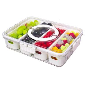 Snack -Tablett mit tragbarem Snack -Box -Container Veggie Serving Wurkuterie Board für Reisefeier Picknick 240518