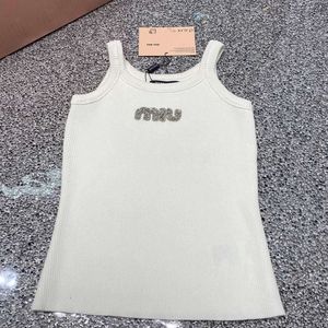 Two Piece Dress Mi24 Fresh Style Three Dimensional Letter Decoration Thin Shoulder Strap Curved Bead Fabric Knitted Sling Tank Top