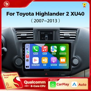 Rádio de DVD de carro para Toyota Highlander 2 XU40 2007-2013 sem fio CarPlay Android Auto Qualcomm Car