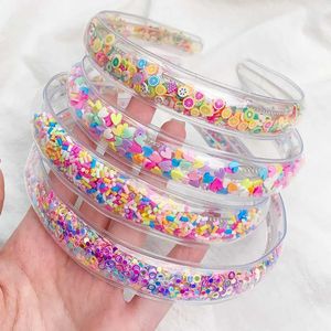 Hårtillbehör Hårtillbehör Transparent akvarell Pannband för barn och flickor Fashionabla Glitter -tänder Hårklipp Ramar Hårklipp Tillbehör WX5.22