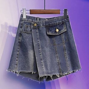 Plus size 3xl 4xl 5xl y2k Skirt in denim corta per donne ad alta vita in vita sexy tono di strade jean femmina abbigliamento estivo 240518