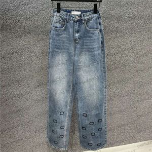 Ha1n Designer Frauen Denim Hosen gesticktes Brief Design Jeans hohe Taille Mode Lange Hose Jean