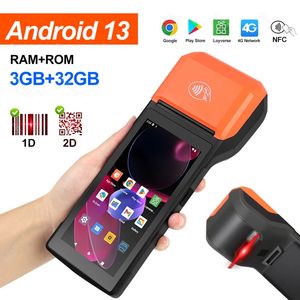 4G Android 13 POS PDA Terminal 2D Scanner Reader with builtin Thermal Receipt Bluetooth Bill Printer Handheld Wifi NFC 240430