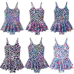 Endelar Enstycken Childrens Leopard Print Girl Swimsuit All-In-One Set Princess Swimsuit Beach Swimsuit Childrens Hot Spring Swimsuit WX5.23