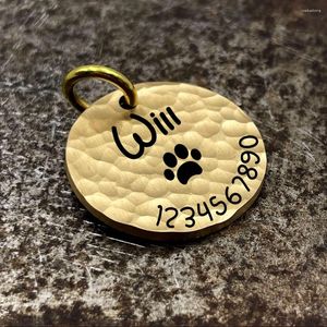 Tag de cachorro Tags personalizadas de animais de estimação martelados de latão com gatinho de gatinho anti-colares anti-perdidos