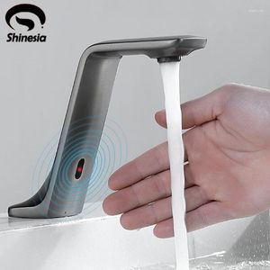 Kökskranar Shinesia Sensor Badrums mässing Basin kran Luxury Sink Mixer Single Cold Water Tap Black/Grey/White/Chrome