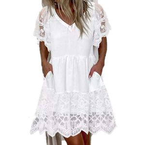 Women's 2024 Spring/Summer New V-neck Lace Short Sleeve Dress