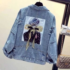 Vestidos casuais básicos 2023 Spring Autumn Jacket New Denim Jacket Mulheres parágrafos curtos parágrafos Slim Slimming Hole bordado jeans de fêmea de roupas femininas sobretudo L118 T240523