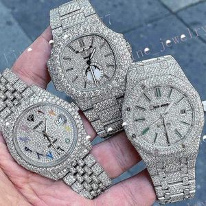 Luxury Hip Hop Jewelry Bust Down Watch Handmased Seting Bling Fullt Iced Out VVS Moissanite Watch