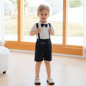 Gentleman Kids formelle Strap Shirt Shorts Bowtie Kleidung Jungen Hochzeits Geburtstagskleid Kinder Klavier Performance Tanzkostüm