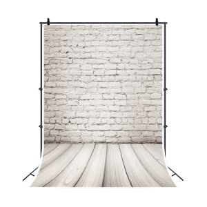 ヴィンテージレンガの壁木製ボード写真のための床の背景