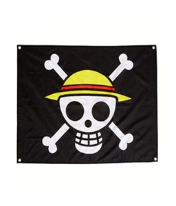 Skull Pirate Flag One Piece Flag 3x5ft Skull Pirate with Two Cross Knife Flags 90x150 cm for Home Or Boat Decoration 2310576