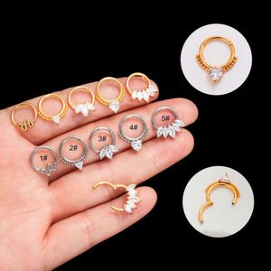 Nose Rings Studs Surgical Titanium Stainless Steel Snake Ring Prong Shiny Cubic Zircon18K Gold Cartilage Hip Hop Piercing Body Jewelry Otl4Q