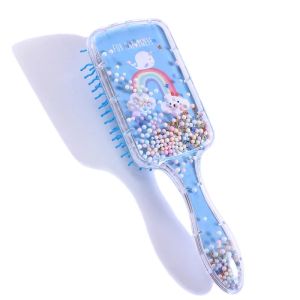 Arco -íris escova de ar almofada de ar pente transparente massagem pente de cabelo plástico pente de cavalo de poço de cabelo de destrancação
