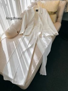 Calças de duas peças femininas lingzhiwu define a melhor qualidade blazer fêmea traje de colete 3 peças elegantes chega