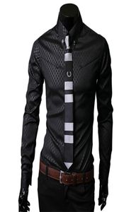 Men039S camisetas de vestido masculino Business Tamanho Grande Tergem escura escura Camisa casual de mangas compridas para masculino m5xl7147560