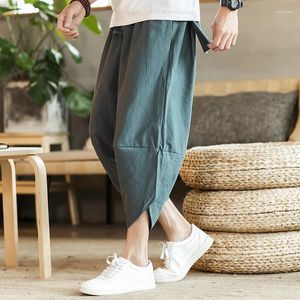 Men's Pants Vintage Harem Joggers Men Calf-Length Streetwear 2024 Solid Color Casual Summer Male Harajuku Fashion Trousers