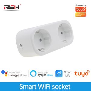 Wifi Smart Dual Socket Switch Switch Plug Dual Socket Adattatore UE Tuya Smart Life Remote Control Controling Outlet Alexas Alexas