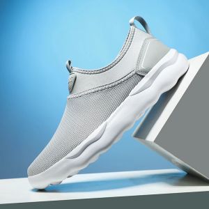 Soft Sole Walking Shoes for Men Summer Ultra-light Slip-On Male Loafers Sneakers Unisex Women Mesh Breathable Driving Shoes