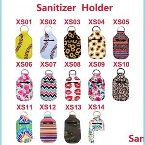Party Favor Mticolor Neoprene Hand Sanitizer Bottle Holder Keychain Bags 30Ml 10.3X6Cm Key Rings Soap Drop Delivery Home Garden Fest Dhhvz