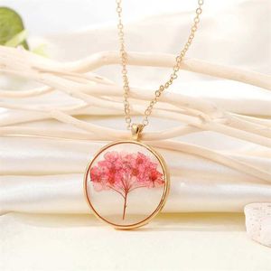 Hänge halsband torr blomma hänge halsband transparent harts epoxy odödlig blomma unqiu kvinnor halsband mode sommar blomma halsband 2022 d240525