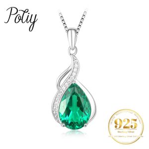 Pendant Necklaces Potiy Pearl Shape 2.72ct Nano Jade Pendant Necklace without Chain 925 Sterling Silver Womens Daily Wedding Party Jewelry d240525