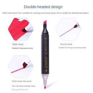 12-80 Färg Double Headed Feily Marker Set Sketch Drawing Graffiti Art Markers for Student School Supplies Stationery