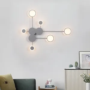 Lâmpadas de parede Lâmpada LED branca cinza para a sala de estar de cabeceira à beira da cama Nórdica Designer Corredor El Luzes Iluminação Interior