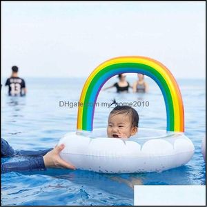 Air Inflation Toy Inflatable Glitter Sequins Swimming Ring Rainbow Cloud Baby Seat Circle Float Water Entertainment For Pool Beach 210 Otmse