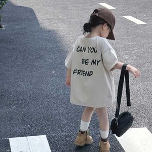T-shirts Summer Fashion Loose Girl Letter Tryckt T-shirt Boys Baby Bomull