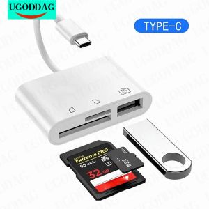3 I 1 Multi Port Hub Converter Type-C/Micro USB till USB A OTG Adapter TF SD Memory Card Reader för Huawei Android och Laptop