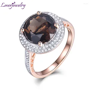 Cluster Rings Loverjewelry 4.66CT TOPAZ SOLID 14KT ROSE GOLD DIAMOND RUK RUND 10x10mm Engagement Wedding Ring