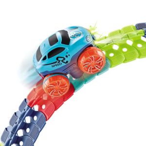 DIY Flexible Assembled Racing Track Rechargeable Track with LED Light Race Car Flexible Curved Creates Vehicles Toys Kids Gifts