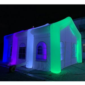Großhandel angepasstes großes weißes aufblasbares Hochzeitszelt Blow -up Party Center Event Station Tunnel Marquee mit 1 freier Logo LED Light Streifen