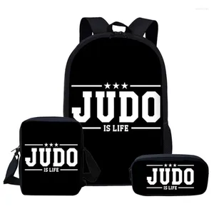 Zaino harajuku divertente judo 3pcs/set 3d stampt School bookbag book book da viaggio per laptop spalla a spallata a spallata