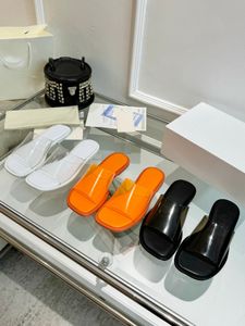 Designer Sandal Woman tofflor Transparent gummipattform Sko Plattform Sandal Pool Slides for Womens Platform Slide Women Platform Mule DHgate med Box Size35-41