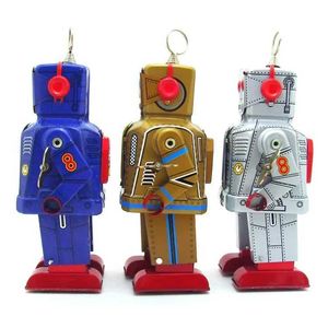 Wind-up-Toys Classic-Serie Retro Clockwork Wind Up Metal Walking Tin Space Roboter Key Wicking Motor Mechanical Weihnachtsgeschenk S2452444