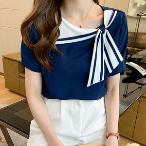 Женские женские женские топы и блузки Fashion 2024 Summer Sailor Style Casual Frub