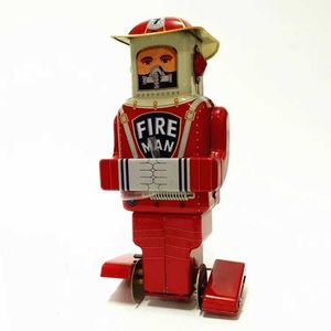 Wind-Up Toys Adult Series Retro Style Toys Metal Tin Fire Man Space F.D. Robot Mekanisk Windup Toy Model Childrens Gifts S2