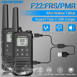 2pcs BaoFeng F22 PMR446 FRS Tip-C Şarj Cihazı Walkie Talkie Lisanssız Taşınabilir LCD Ekran Vox Avcılık için İki Yönlü Radyo