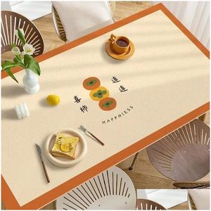 Table Cloth Fashion Style Coffee Waterproof Oil -Proof Leather Dining Cushion Household Rectangar Mesas 34Pl0101 Drop Delivery Home Ga Otu8S
