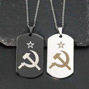 Anhänger Halsketten Edelstahl Pentagramm Star Sowjet Sichel Hammer Arbeiter Bauer Halskette Schmuck Anhänger CCCP Revolutionärer Kommunismus D240525