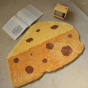 Mattor söt ost tufting mattor mjuka plysch vardagsrum flickor sovrum dekor flockade matta icke-halk absorberande badmatta heminredning