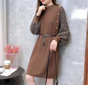 sweaters size spring and winter skirt fake two pieces of broken flower stitching Auricularia edge feminine age reducing knitted sw5936977