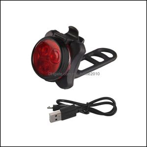 Bike Lights High Quality Bright Cycling Bicycle 3 Led Head Front Light 4 Modes Usb Rechargeable Tail Clip Lamp Waterproof Drop Deliver Otham