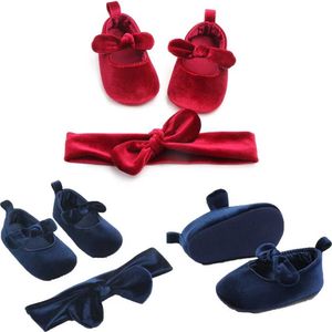 First Walkers Newborn baby boy/girl velvet bow first walker casual shoes soft with hair baby solid anti slip princess shoes d240525