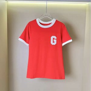 Men's T-shirts Classic Letter Color Blocked Short Sleeve Neckline Hem Contrast Design Fashionable Versatile Top