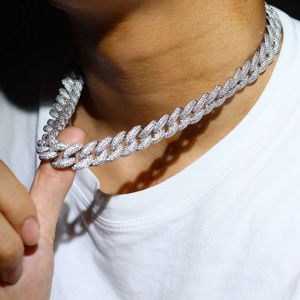 S925 Sterling Silver Close Diamond Cupan Chain 14mm شخصية رجال قلادة عبر الحدود